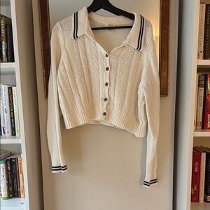 Women's White Sweater with Black Accents